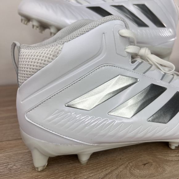 Adidas Shoes Mens Size 11.5 White Silver Football Cleats NASTY 20 Mid Sports - Picture 4 of 12